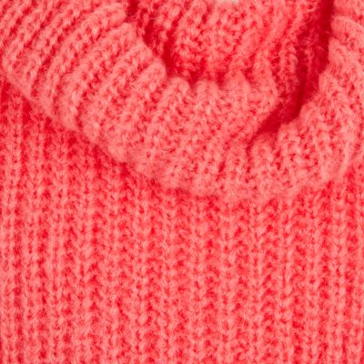 Girls coral knitted roll neck bib